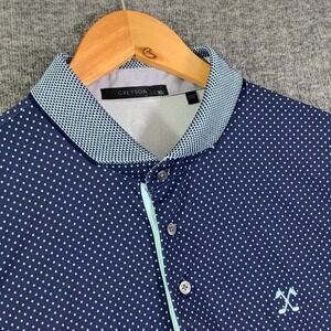 Greyson Polo Men Extra Large Blue Polka Dot Geometric Performance Golf Preppy